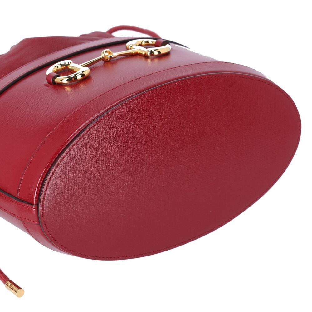 GUCCI Horsebit 1955 Bucket Bag Shoulder Bag 602118 Bordeaux Leather - Picture 7 of 8